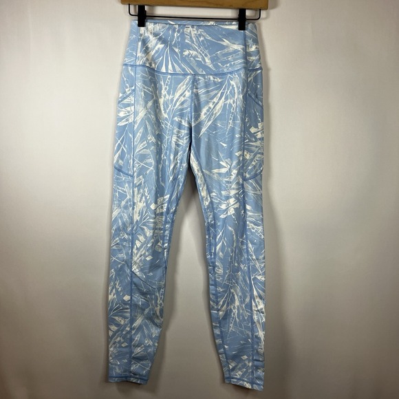 Ododos Pants - Ododos Pants Women Size Medium Blue White Tie Dye High Waisted Ankle Legging